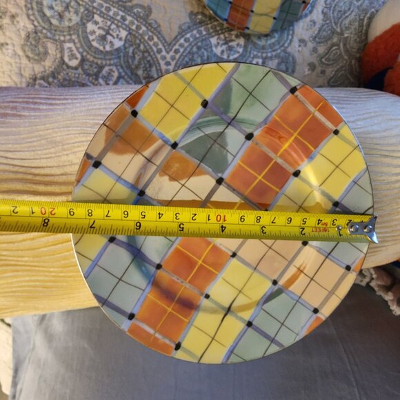 Vintage Goldcastle Lusterware Handpainted Plaid Dessert Plates Set Of 6 1960s - Picture 6 of 6